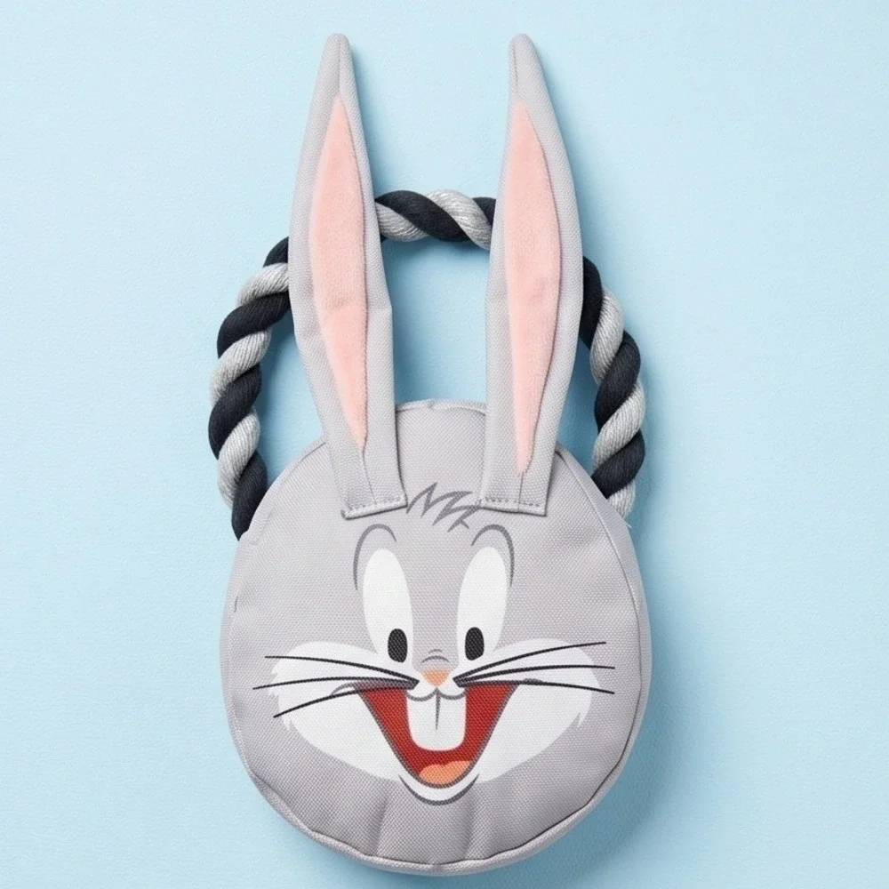 Looney Tunes Bugs Bunny Plush‎ Rope Dog Toy Grey WB Fetch for Pets NEW
